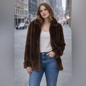 Fred Benioff Furs/.Vintage Mouton Lamb Fur Jacket – Chocolate Brown –- Sz L